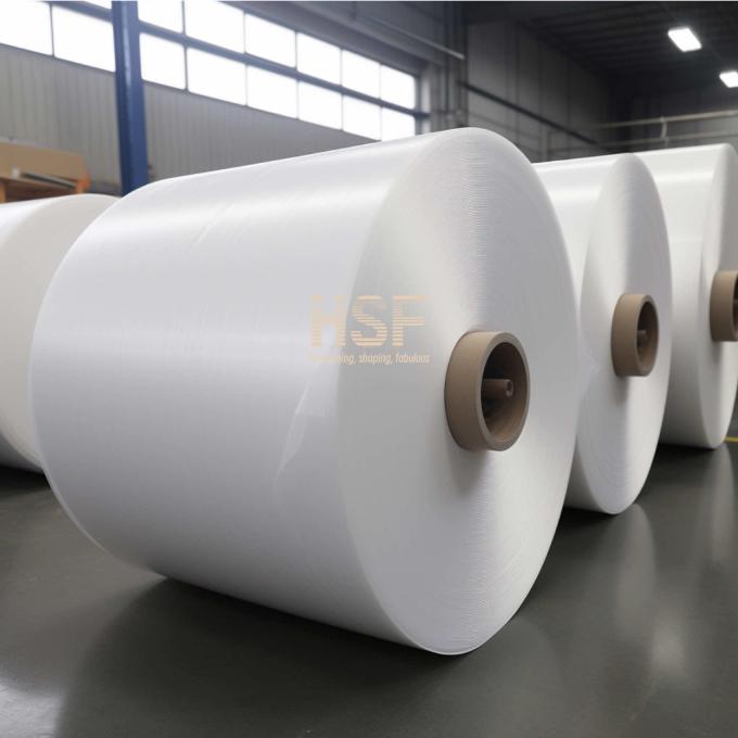 Opaque White 40Î¼m HDPE Film sample showing material texture and opacity