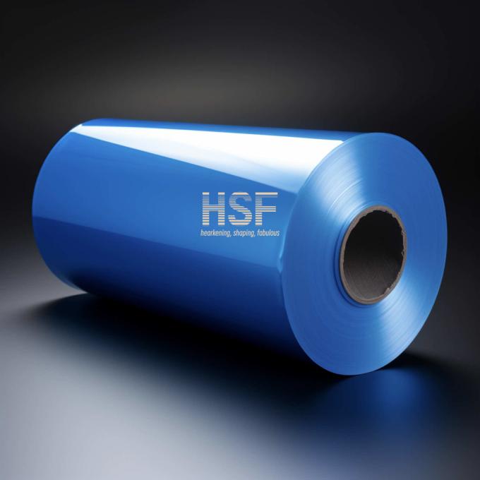 Close-up view of 70Î¼m Blue MOPP Film texture and quality